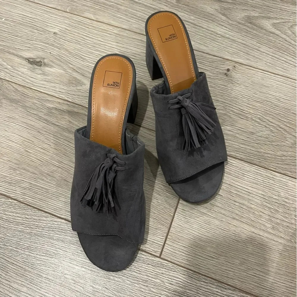 14TH & Union Grey Mules with Tassels